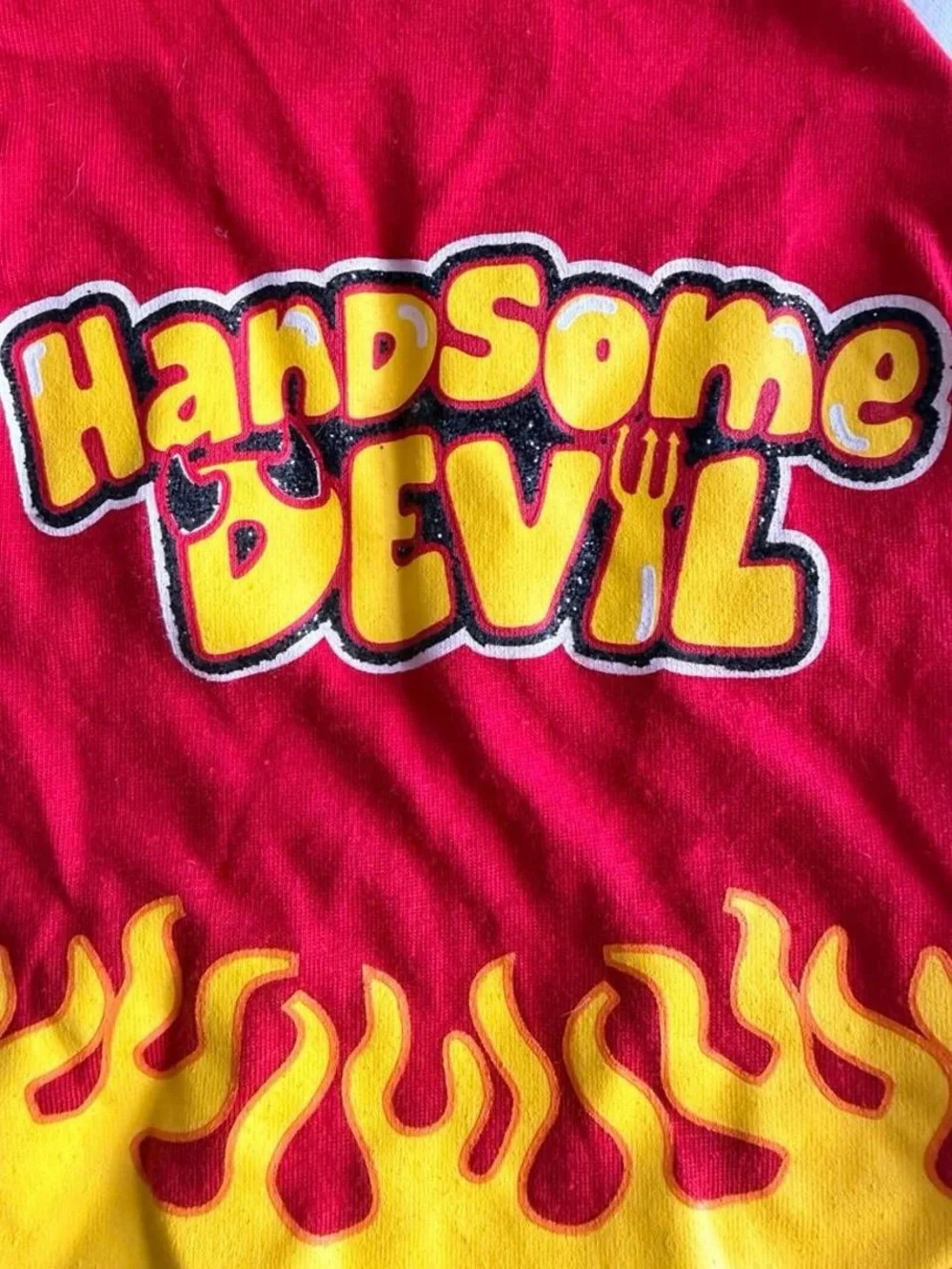 Handsome Devil Red Flame Dog Shirt XS